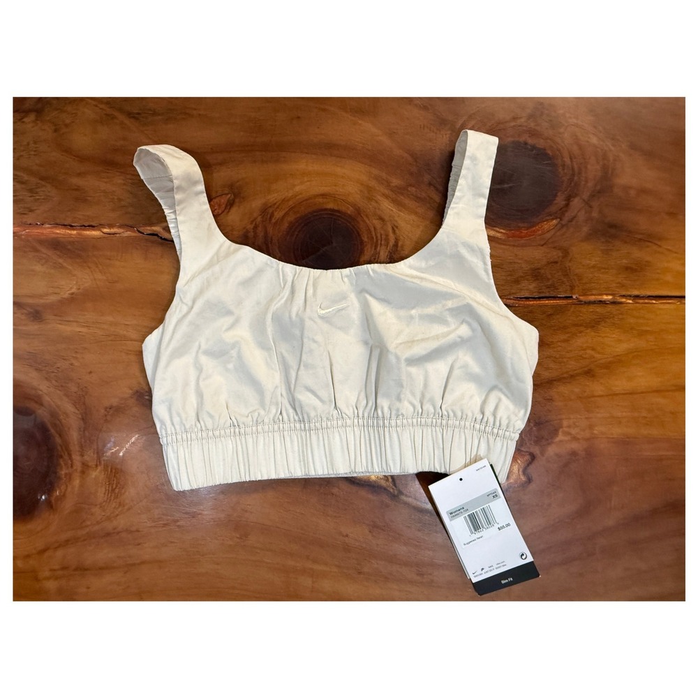 NEW Nike Chill Poplin Crop Tank Top Women's Shirt XS Sleeveless HM6973 Cream Y17